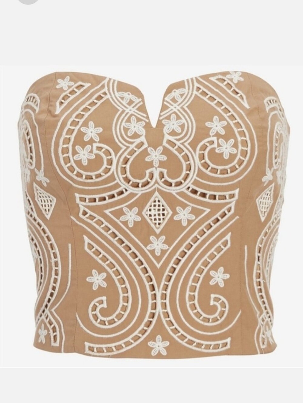 Express Tan Strapless Embroidered Bustier Camisole